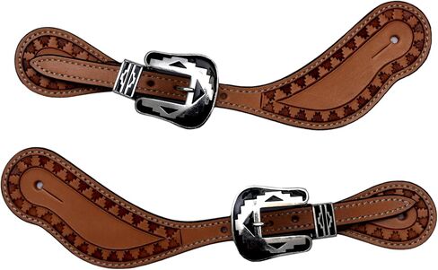 حواف السهم مُصممة يدويًا بشكل عميق ومعقد ورأس حصان غربي وأشرطة محفزة مع أبازيم مصممة محفورة. in Kuwait