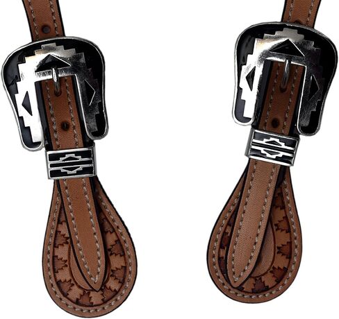 حواف السهم مُصممة يدويًا بشكل عميق ومعقد ورأس حصان غربي وأشرطة محفزة مع أبازيم مصممة محفورة. in Kuwait