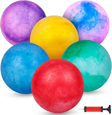 AMOR PRESENT 6 قطع من كرات الملعب، كرات نطاطة رخامية عملاقة مقاس 12 بوصة، كرات دودج بولز مطاطية، للألعاب الداخلية والخارجية، وتمارين الصالة الرياضية واليوجا، وتفضل الحفلات الرياضية in Kuwait