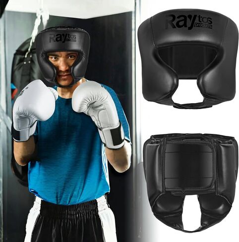 Boxing Headgear [Lightweight 210g, Made PU, 180 Degree Wide Field of View, Independent Zone Protection, with Non-Slip Head Strap, Unisex] Kickboxing Bokushingu Boxing in Saudi Arabia