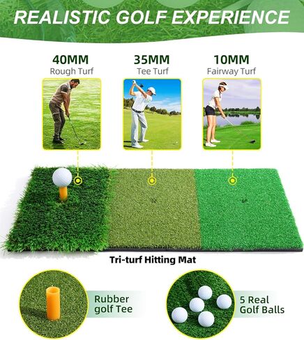 شبكة جولف باجيل، شبكة تدريب جولف مقاس 10 × 7 أقدام وحصيرة ثلاثية العشب، شبكة جولف محمولة مع حقيبة حمل، سهلة الإعداد للتدريب على الجولف للمساعدة في ضرب شبكات تقطيع القيادة للفناء الخلفي والخارجي في الأماكن المغلقة in Kuwait