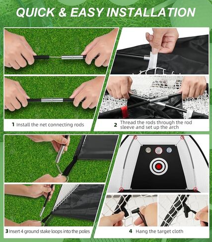 شبكة جولف باجيل، شبكة تدريب جولف مقاس 10 × 7 أقدام وحصيرة ثلاثية العشب، شبكة جولف محمولة مع حقيبة حمل، سهلة الإعداد للتدريب على الجولف للمساعدة في ضرب شبكات تقطيع القيادة للفناء الخلفي والخارجي في الأماكن المغلقة in Kuwait