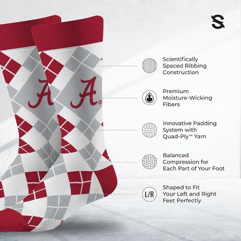 Strideline NCAA Mens Argyle Dress Socks-Team Colors-One Size Fits Most -M/L (8-12) in Saudi Arabia