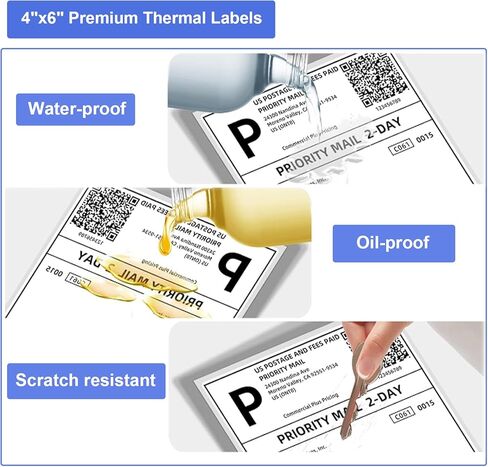 4" x 6" Direct Shipping Thermal Labels, 3000 Labels/12 Rolls（250 Pcs per Roll）Strong Adhesive Sticker Perforated Labels, Commercial Grade, Compatible with Thermal Printers in Saudi Arabia