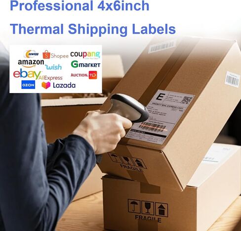 4" x 6" Direct Shipping Thermal Labels, 3000 Labels/12 Rolls（250 Pcs per Roll）Strong Adhesive Sticker Perforated Labels, Commercial Grade, Compatible with Thermal Printers in Saudi Arabia