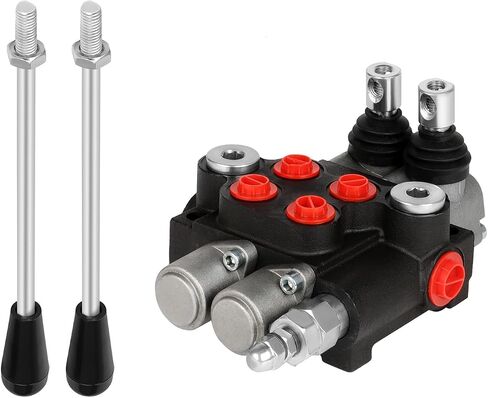 2 Spool 21 GPM Hydraulic Flow Control Valve, 3600 PSI G Ports Adjustable Relief Lever Handle Double Acting Parallel Center Tractor Loader W/Joystick Small Tractors/Tanks Loaders Log Splitters in Kuwait