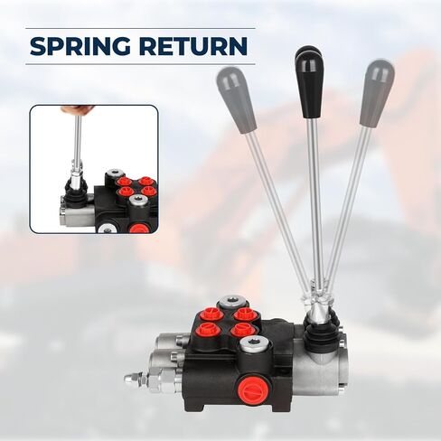 2 Spool 21 GPM Hydraulic Flow Control Valve, 3600 PSI G Ports Adjustable Relief Lever Handle Double Acting Parallel Center Tractor Loader W/Joystick Small Tractors/Tanks Loaders Log Splitters in Kuwait