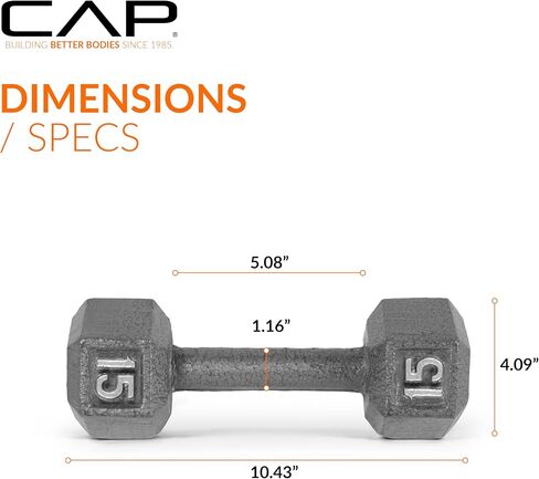 CAP Barbell Cast Iron Hex Dumbbell, Single, 15 lb in Saudi Arabia