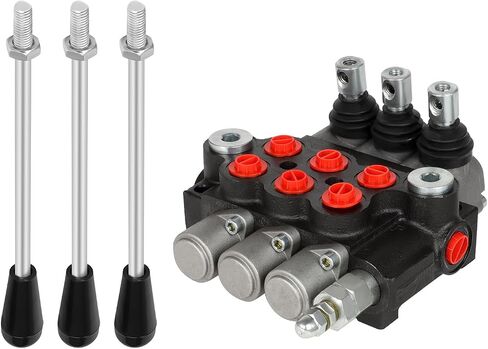 2 Spool 21 GPM Hydraulic Flow Control Valve, 3600 PSI G Ports Adjustable Relief Lever Handle Double Acting Parallel Center Tractor Loader W/Joystick Small Tractors/Tanks Loaders Log Splitters in Kuwait