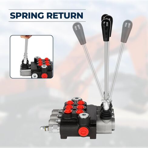 2 Spool 21 GPM Hydraulic Flow Control Valve, 3600 PSI G Ports Adjustable Relief Lever Handle Double Acting Parallel Center Tractor Loader W/Joystick Small Tractors/Tanks Loaders Log Splitters in Kuwait