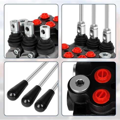 2 Spool 21 GPM Hydraulic Flow Control Valve, 3600 PSI G Ports Adjustable Relief Lever Handle Double Acting Parallel Center Tractor Loader W/Joystick Small Tractors/Tanks Loaders Log Splitters in Kuwait