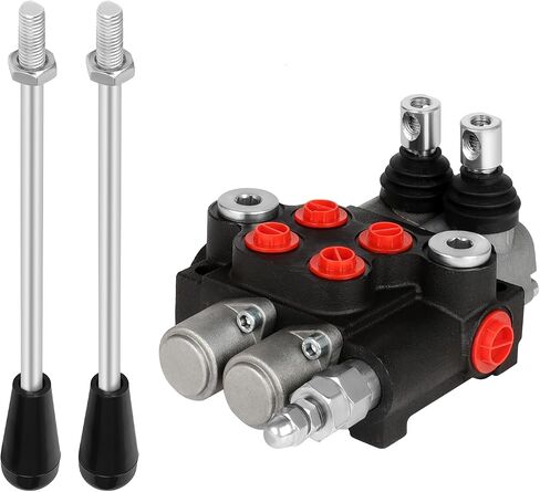2 Spool 21 GPM Hydraulic Flow Control Valve, 3600 PSI G Ports Adjustable Relief Lever Handle Double Acting Parallel Center Tractor Loader W/Joystick Small Tractors/Tanks Loaders Log Splitters in Kuwait