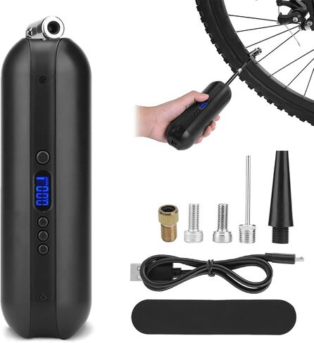 Dioche Bike Pump, Rechargeable Portable Tire Bike Pump Inflator Pump Pressure Air Inflator with LCD Display(Black) in Saudi Arabia