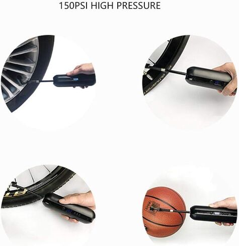 Dioche Bike Pump, Rechargeable Portable Tire Bike Pump Inflator Pump Pressure Air Inflator with LCD Display(Black) in Saudi Arabia