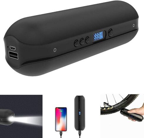 Dioche Bike Pump, Rechargeable Portable Tire Bike Pump Inflator Pump Pressure Air Inflator with LCD Display(Black) in Saudi Arabia