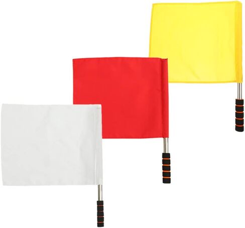 Happyyami Match Safety Flag 3Pcs Referee Flag Flag Stainless Steel Hand Flag Sponge Handle Performance Linesman Official Flag for Soccer Volleyball Football Track Referee Warning Flag in Saudi Arabia