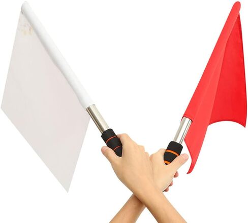 Happyyami Match Safety Flag 3Pcs Referee Flag Flag Stainless Steel Hand Flag Sponge Handle Performance Linesman Official Flag for Soccer Volleyball Football Track Referee Warning Flag in Saudi Arabia