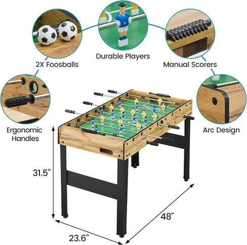 طاولة كرة قدم من IDEALHOUSE مقاس 48 بوصة، لعبة طاولة كرة القدم للأطفال والكبار، طاولة كرة قدم للمنزل، غرفة ألعاب رياضية داخلية، سهلة التجميع in Kuwait