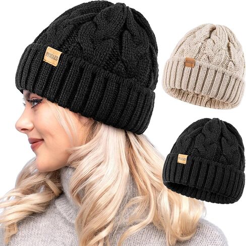 Womens Winter Knitted Beanie Hat Knit Warm Skull Cap Skull Cap Beanie for Women 2 Packs in Saudi Arabia