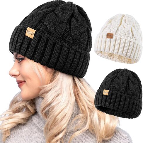 Womens Winter Knitted Beanie Hat Knit Warm Skull Cap Skull Cap Beanie for Women 2 Packs in Saudi Arabia