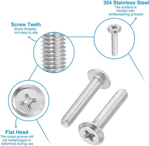 PATIKIL Round Head Phillips Screws, 120 Pack M2.5-0.45 x 16mm 304 Stainless Steel 18-8 Full Thread, Machine Screw Furniture Screw Connector Bolts in Saudi Arabia