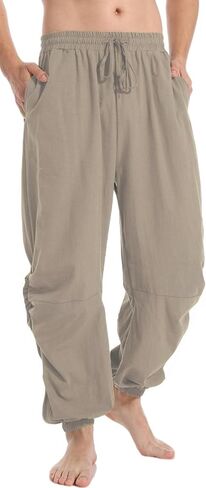 perdontoo Mens Casual Cotton Linen Pant Elastic Waist Drawstring Yoga Jogger Pants in Saudi Arabia