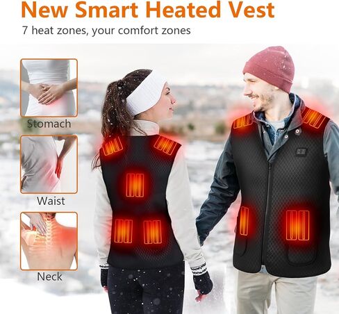 سترة Sojoy الذكية للتدفئة للرجال والنساء، سترة تسخين USB قابلة للغسل مع 7 مناطق تسخين للمشي لمسافات طويلة والصيد وصيد الأسماك، مقاس XL (البطارية غير متضمنة) in Kuwait