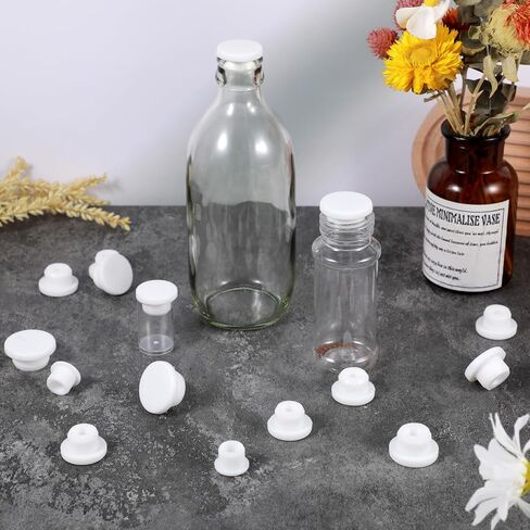 25 Pcs Silicone Stopper White Bottle Seal Plug White Silicone Plug Holes Replaceable Hole Plug End Cover Caps Reusable Salt and Pepper Shaker Plugs Round Water Table Plug for 14 16 17 18 21 mm Hole in Saudi Arabia