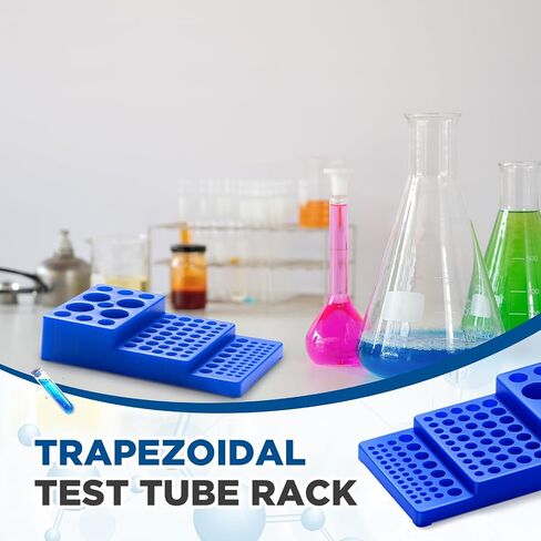 رف قارورة أنبوب اختبار متعدد الوظائف، حامل قارورة شبه منحرف للطرد المركزي، حامل قارورة قابل للتكديس، حامل أنبوب أزرق لأنبوب اختبار 0.2 مل - 50 مل (1) in Kuwait