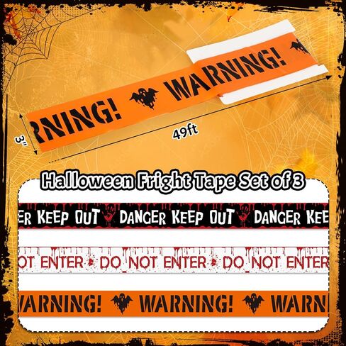 شريط تحذير Sereliy Halloween مقاس 3 بوصات × 49 قدمًا (3 عبوات 147 قدمًا)، أصفر خطر، أدخل إذا كنت تجرؤ، شريط تحذير Candy Ahead Zombie لديكورات حفلات الفناء الخلفي in Kuwait