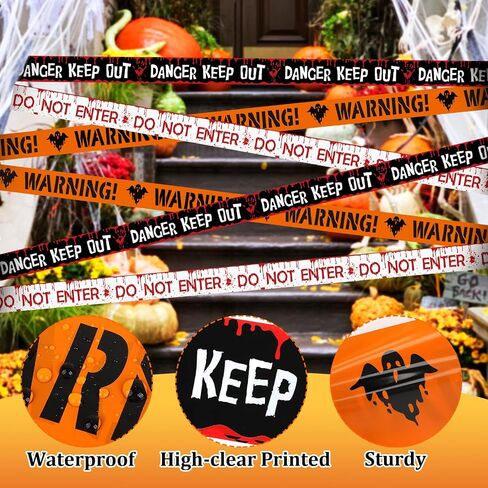 شريط تحذير Sereliy Halloween مقاس 3 بوصات × 49 قدمًا (3 عبوات 147 قدمًا)، أصفر خطر، أدخل إذا كنت تجرؤ، شريط تحذير Candy Ahead Zombie لديكورات حفلات الفناء الخلفي in Kuwait