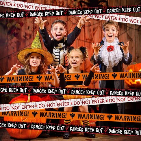 شريط تحذير Sereliy Halloween مقاس 3 بوصات × 49 قدمًا (3 عبوات 147 قدمًا)، أصفر خطر، أدخل إذا كنت تجرؤ، شريط تحذير Candy Ahead Zombie لديكورات حفلات الفناء الخلفي in Kuwait