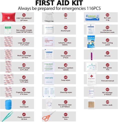 First Aid Kit 116 Piece Small First Aid Kit for Car, Home, Offices, Emergency Supplies/Survival Kit for Vehicle Travel, Camping, Hiking, Outdoor Essentials in Saudi Arabia