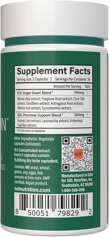 Sugar Down: Wellness Supplement with Astragalus & Anthocyanin, Enhances Digestive Health and Energy Levels, 60 Vegetarian Capsules - Two Capsules Per Serving in Saudi Arabia