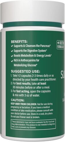 Sugar Down: Wellness Supplement with Astragalus & Anthocyanin, Enhances Digestive Health and Energy Levels, 60 Vegetarian Capsules - Two Capsules Per Serving in Saudi Arabia