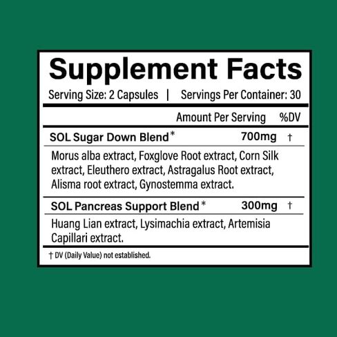 Sugar Down: Wellness Supplement with Astragalus & Anthocyanin, Enhances Digestive Health and Energy Levels, 60 Vegetarian Capsules - Two Capsules Per Serving in Saudi Arabia