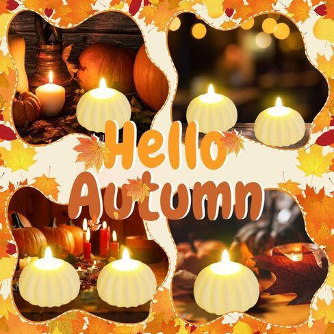 4 Pcs Fall Decorations for Home Pumpkin Simulation LED Candle Light Warm Light Halloween Autumn Thanksgiving Day Party Decoration for Home Table Garden Night Decoration Indoor and Outdoor in Saudi Arabia