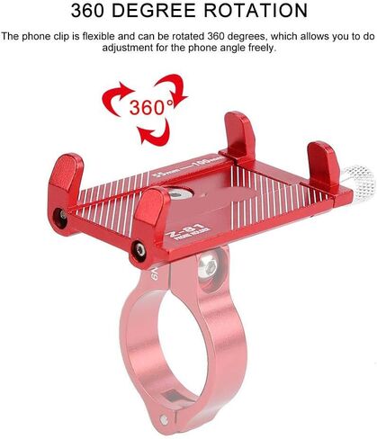 VGEBY1 Bike Phone Holder, 3 Colors Adjustable Smartphone Mount Aluminum Alloy Bike Handlebar Phone Clip(red) in Saudi Arabia