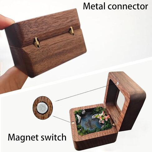 Micro landscape box, ring box, jewelry box, pearl box, handmade walnut wood, engagement ring box, birthday gift, Valentine's Day Christmas gift, for placing small rings, earrings, and necklaces in Saudi Arabia