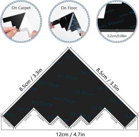 قابض البساط للأرضيات الصلبة، سجاد منطقة السجاد، أرضيات البلاط، وسادات سجاد غير قابلة للانزلاق، مقابض سجاد مزدوجة الجوانب، قابلة لإعادة الاستخدام، مقابض سجاد قابلة للغسل، تحافظ على زوايا السجاد مسطحة (4 عبوات) in Kuwait