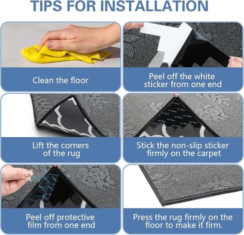 قابض البساط للأرضيات الصلبة، سجاد منطقة السجاد، أرضيات البلاط، وسادات سجاد غير قابلة للانزلاق، مقابض سجاد مزدوجة الجوانب، قابلة لإعادة الاستخدام، مقابض سجاد قابلة للغسل، تحافظ على زوايا السجاد مسطحة (4 عبوات) in Kuwait