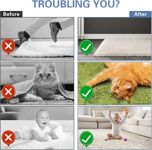 قابض البساط للأرضيات الصلبة، سجاد منطقة السجاد، أرضيات البلاط، وسادات سجاد غير قابلة للانزلاق، مقابض سجاد مزدوجة الجوانب، قابلة لإعادة الاستخدام، مقابض سجاد قابلة للغسل، تحافظ على زوايا السجاد مسطحة (4 عبوات) in Kuwait