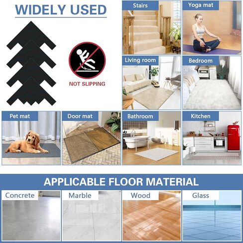 قابض البساط للأرضيات الصلبة، سجاد منطقة السجاد، أرضيات البلاط، وسادات سجاد غير قابلة للانزلاق، مقابض سجاد مزدوجة الجوانب، قابلة لإعادة الاستخدام، مقابض سجاد قابلة للغسل، تحافظ على زوايا السجاد مسطحة (4 عبوات) in Kuwait
