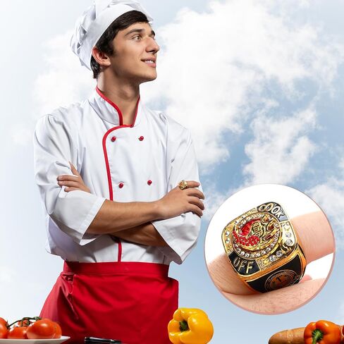 3 Sets Chili Cook off Championship Trophy Ring 1st, 2nd, 3rd Place Medal Etched on Side with Acrylic Display Stand Chili Cook off Championship Trophy Prize Award Ceremony Decorations in Saudi Arabia
