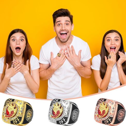 3 Sets Chili Cook off Championship Trophy Ring 1st, 2nd, 3rd Place Medal Etched on Side with Acrylic Display Stand Chili Cook off Championship Trophy Prize Award Ceremony Decorations in Saudi Arabia