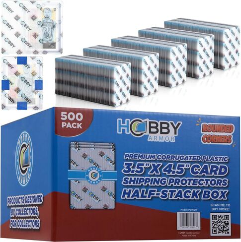 حامي شحن بطاقة التجارة البلاستيكية الفاخرة من Hobby Armor مقاس 3.5 × 4.5 مجموعة 500 حزمة، مستلزمات شحن بطاقات التداول، أغلفة من الورق المقوى البديل، مستلزمات بطاقات التداول، درع تغليف بطاقات التداول in Kuwait