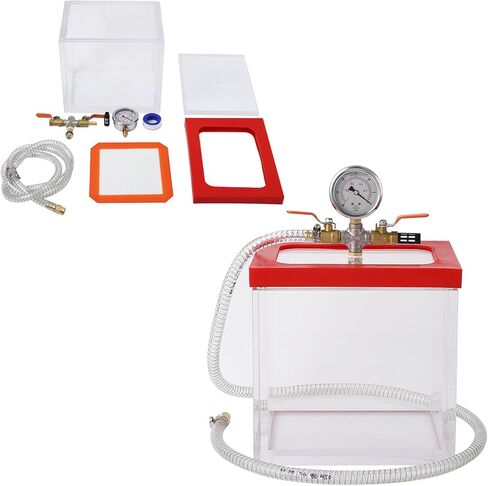 Towallmark Vacuum Chamber 2.5 Gallon with Upgraded Acrylic Material and 0.7IN Wall Thickness - Transparent Vacuum Chamber Ideal for Degassing, Vacuuming Silicone, Resin, and Polyurethane in Saudi Arabia
