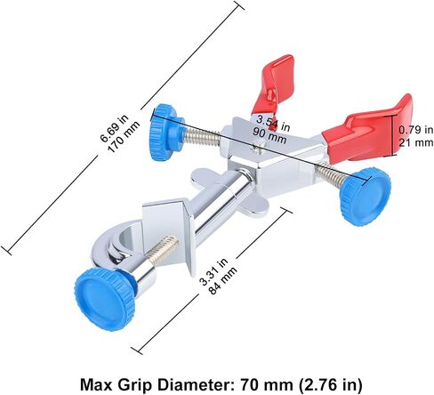 stonylab Mini 2-Prong Swivel Clamp with Boss Head, Compact Dual Adjust Multipurpose 360 Degree Rubber Coated Swivel Clamp for Lab Accessories, 70 mm in Saudi Arabia