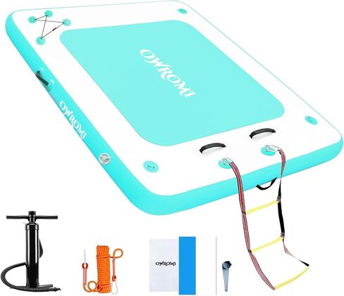 Inflatable Floating Dock Air Platform, 6/8/10ft Air Dock Platform Floating Island Raft, Enlarged Non-Slip Surface Water Floating Dock Mat, 6in Thick Water Platform Swim Dock Mat for Pool Beach Ocean in Saudi Arabia