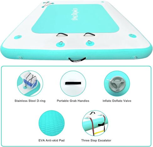 Inflatable Floating Dock Air Platform, 6/8/10ft Air Dock Platform Floating Island Raft, Enlarged Non-Slip Surface Water Floating Dock Mat, 6in Thick Water Platform Swim Dock Mat for Pool Beach Ocean in Saudi Arabia